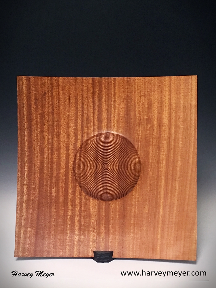 Sapele Square Platter with Beaded Center Dome #2