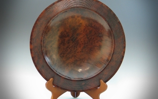 Camphor Burl Platter with Beaded Rim