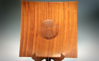 Sapele Square Platter with Beaded Center Dome  #1